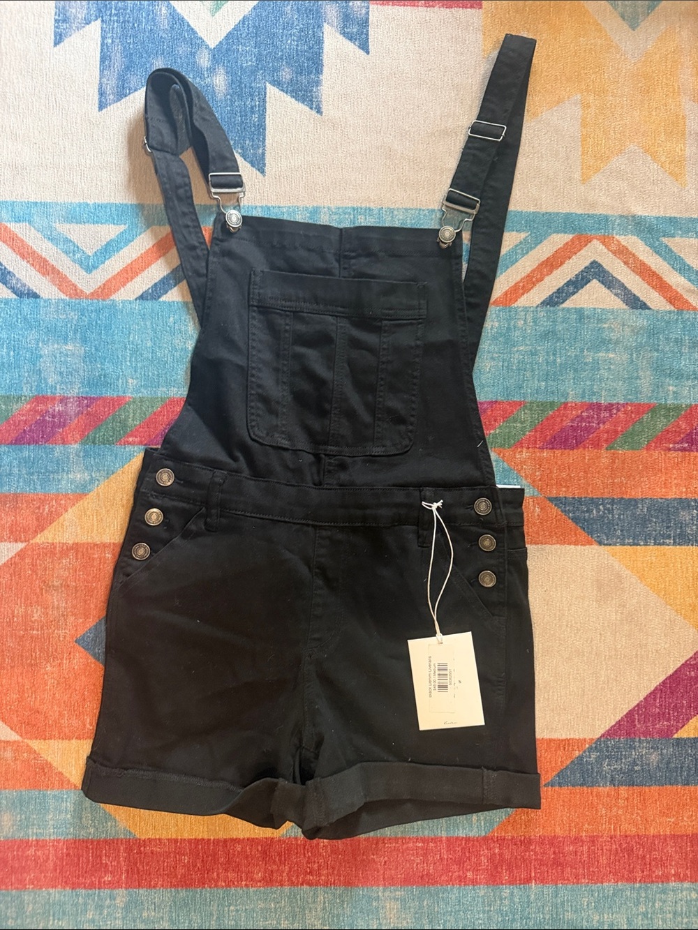 KanCan Black Shortalls with Bib Pocket